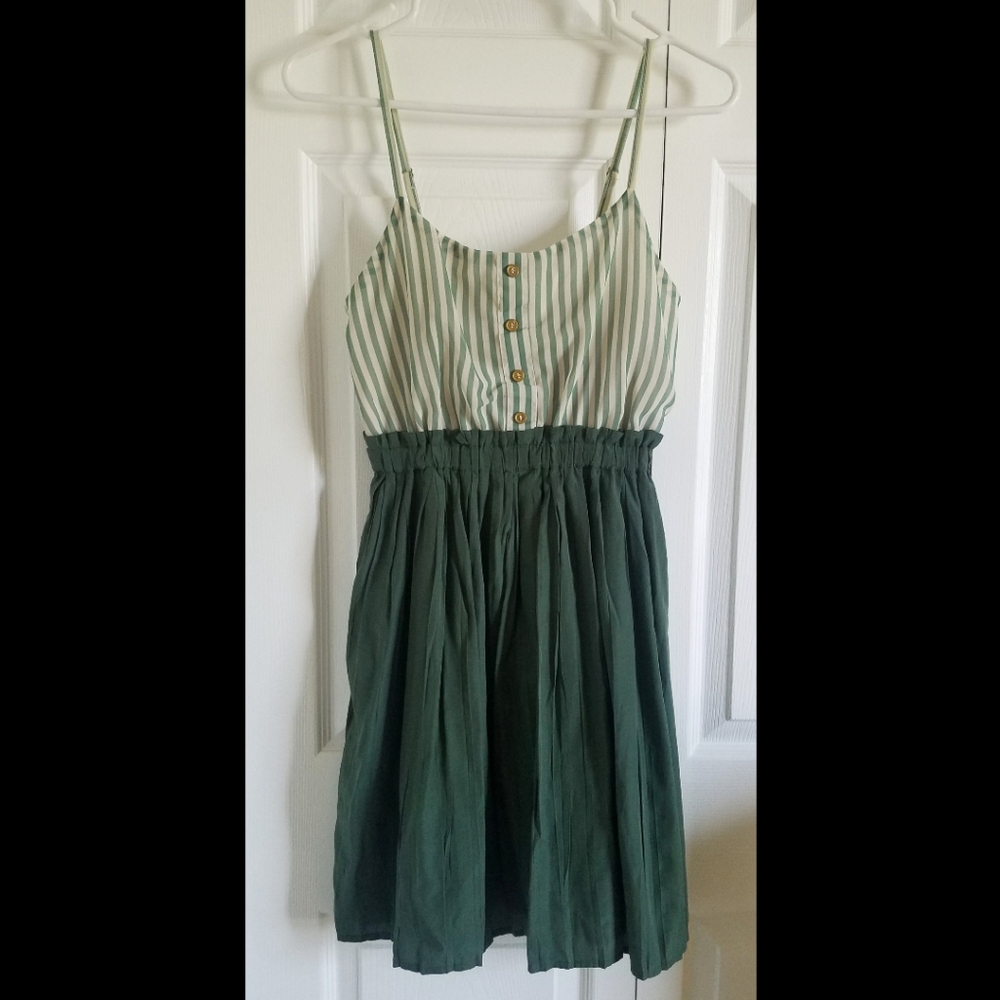 Blu Pepper Green Striped Dress Small Mod Cloth